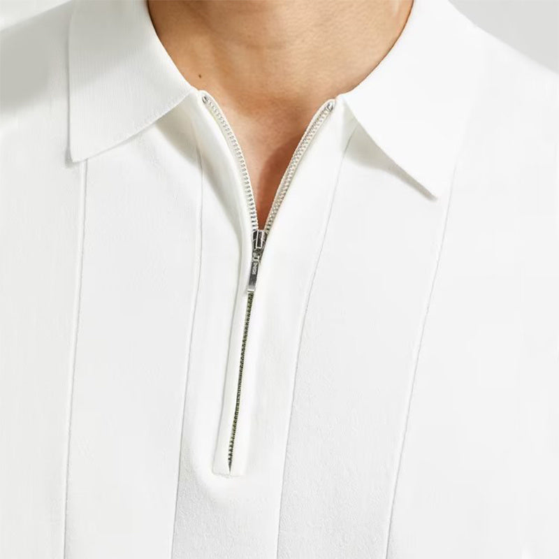 Men’s Zip Polo Shirt | Short-Sleeve Summer Lapel T-Shirt