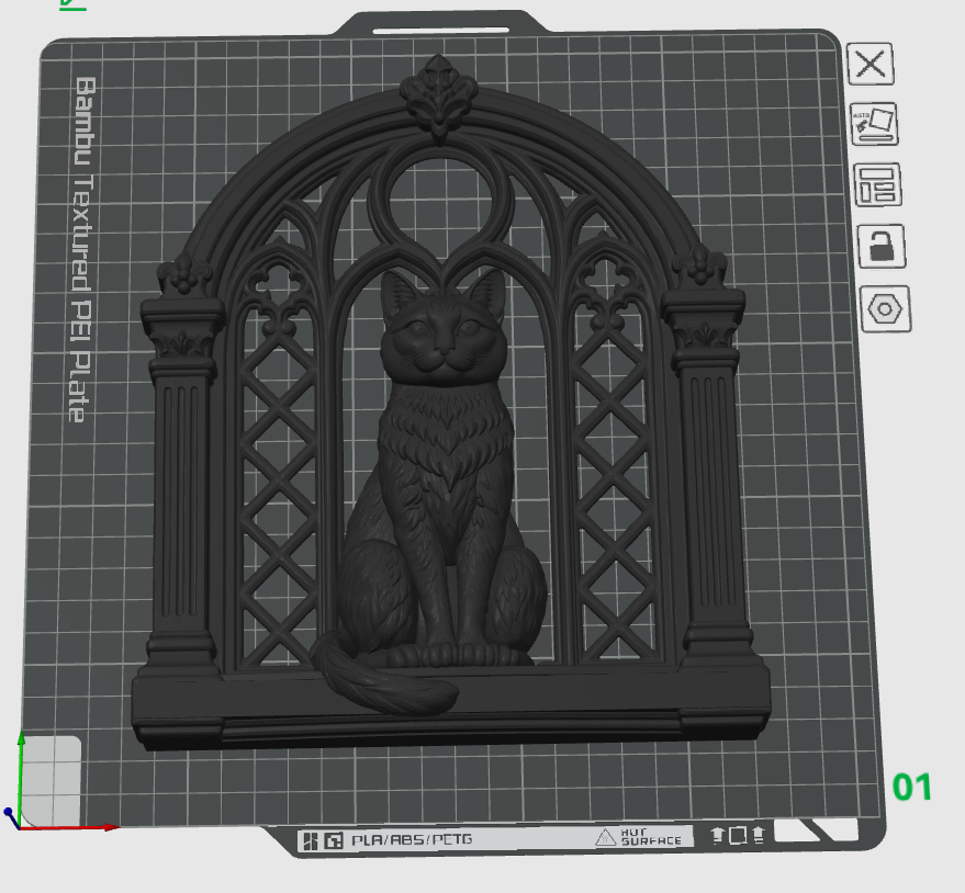 Black Cat Gothic Window STL File – Halloween Wall Decor 3D Print Model