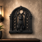 Black Cat Gothic Window STL File – Halloween Wall Decor 3D Print Model
