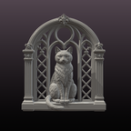 Black Cat Gothic Window STL File – Halloween Wall Decor 3D Print Model