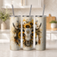 Boho Western Skull Tumbler Wrap PNG | Sunflower Cow Skull 20oz Design