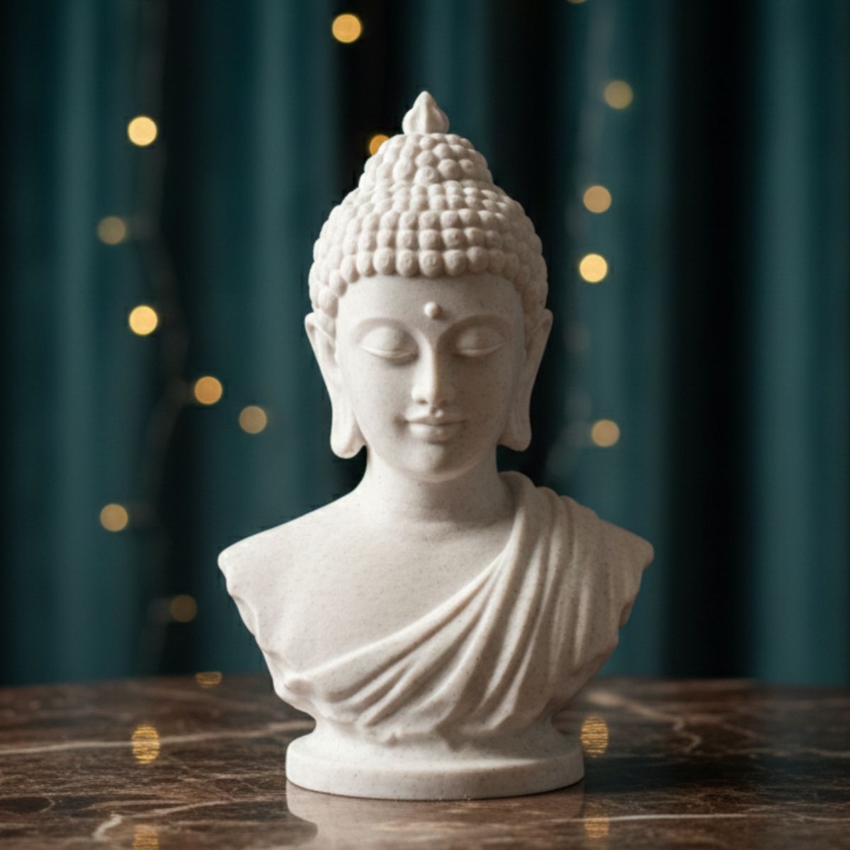 Siddhartha Gautama Buddha bust in marble finish, Zen meditation statue for home decor Main image