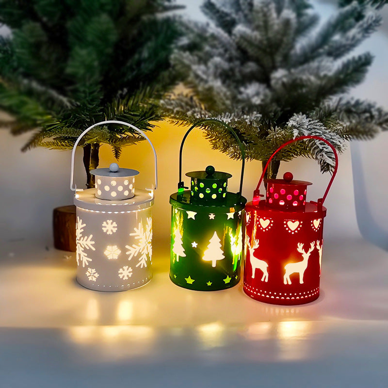 Nordic Christmas LED Lantern – Wrought Iron Small Decorative Candle Light Main image