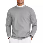 Men’s Round-Neck Long-Sleeve Knit Sweater | Casual Lightweight Pullover