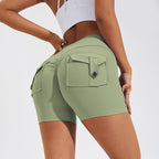 High-Waist Hip-Lifting Shorts with Pockets | Quick-Dry Women’s Fitness Shorts