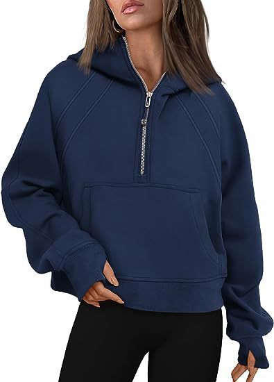 Women’s Zip-Up Hoodie Sweatshirt with Pockets – Loose Fit Sports Pullover