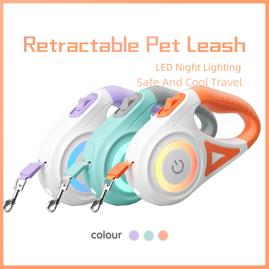 Retractable Dog Leash with Spotlight – Automatic Pet Traction Rope for Small/Medium Dogs