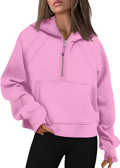 Women’s Zip-Up Hoodie Sweatshirt with Pockets – Loose Fit Sports Pullover
