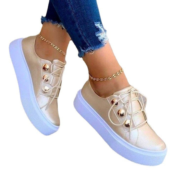 Women’s Lace-Up Rivet Flats | Casual Low-Top Sneakers Secondary image