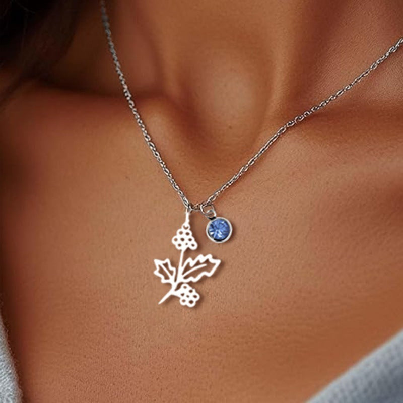 Women’s December Birth Flower Pendant Necklace | Versatile Silver/Gold Chain Gift