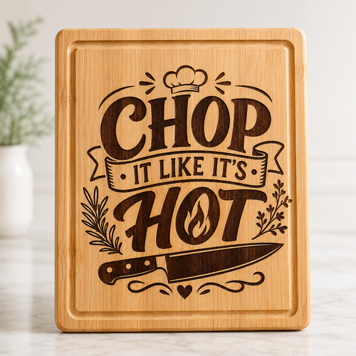 Chop It Like It’s Hot SVG | Funny Cutting Board Laser Engraving File