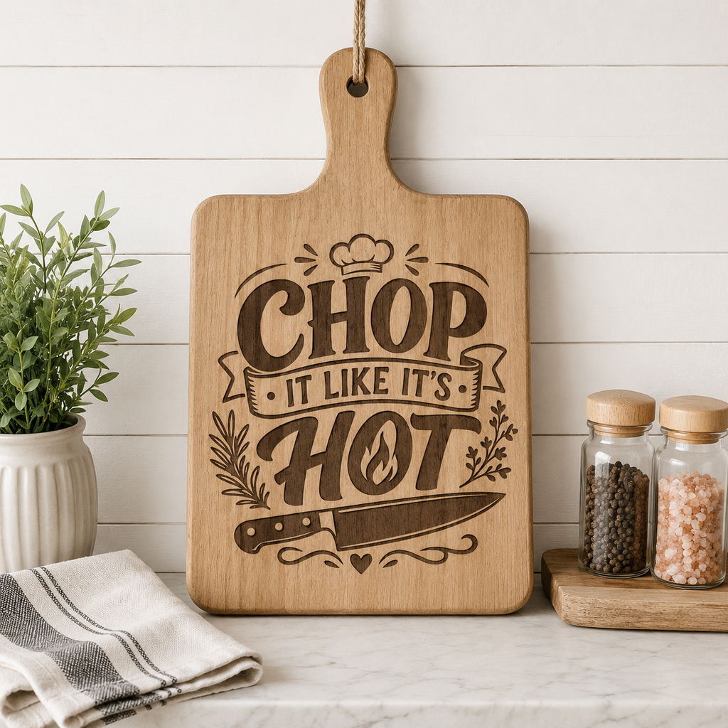Chop It Like It’s Hot SVG | Funny Cutting Board Laser Engraving File