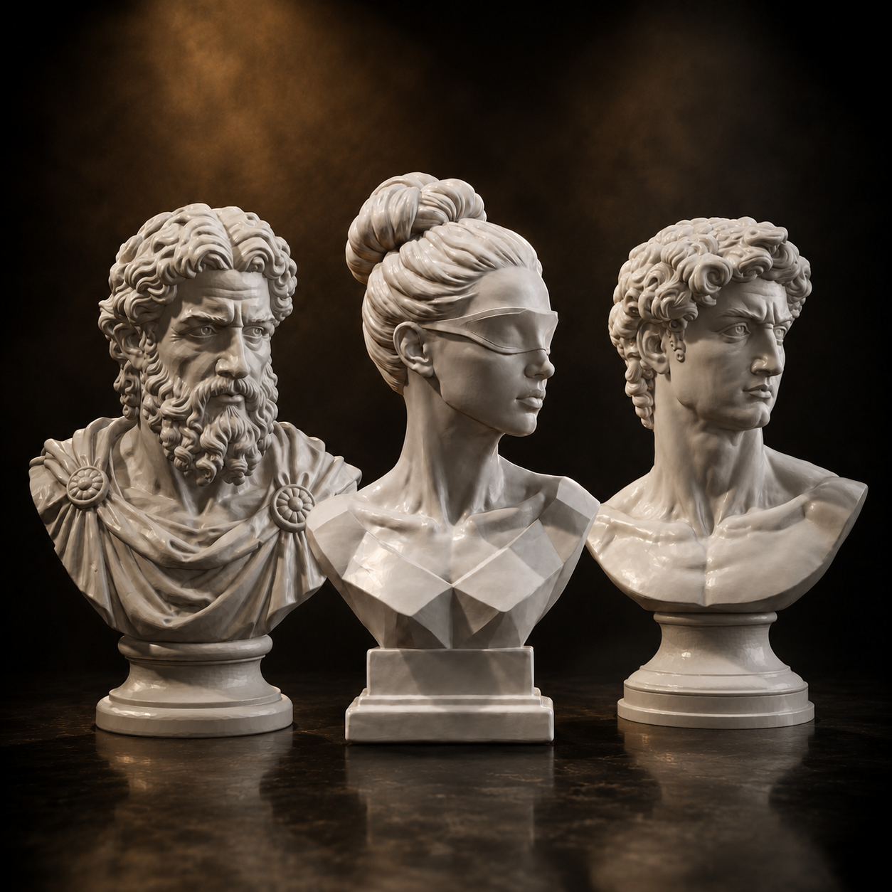 Classical Bust Mini Pack STL – 3 Sculpture Bundle 3D Print Files Main image