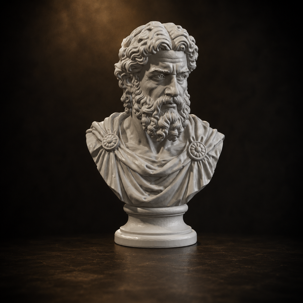Classical Philosopher Bust STL – Roman Marble Sculpture 3D Print File