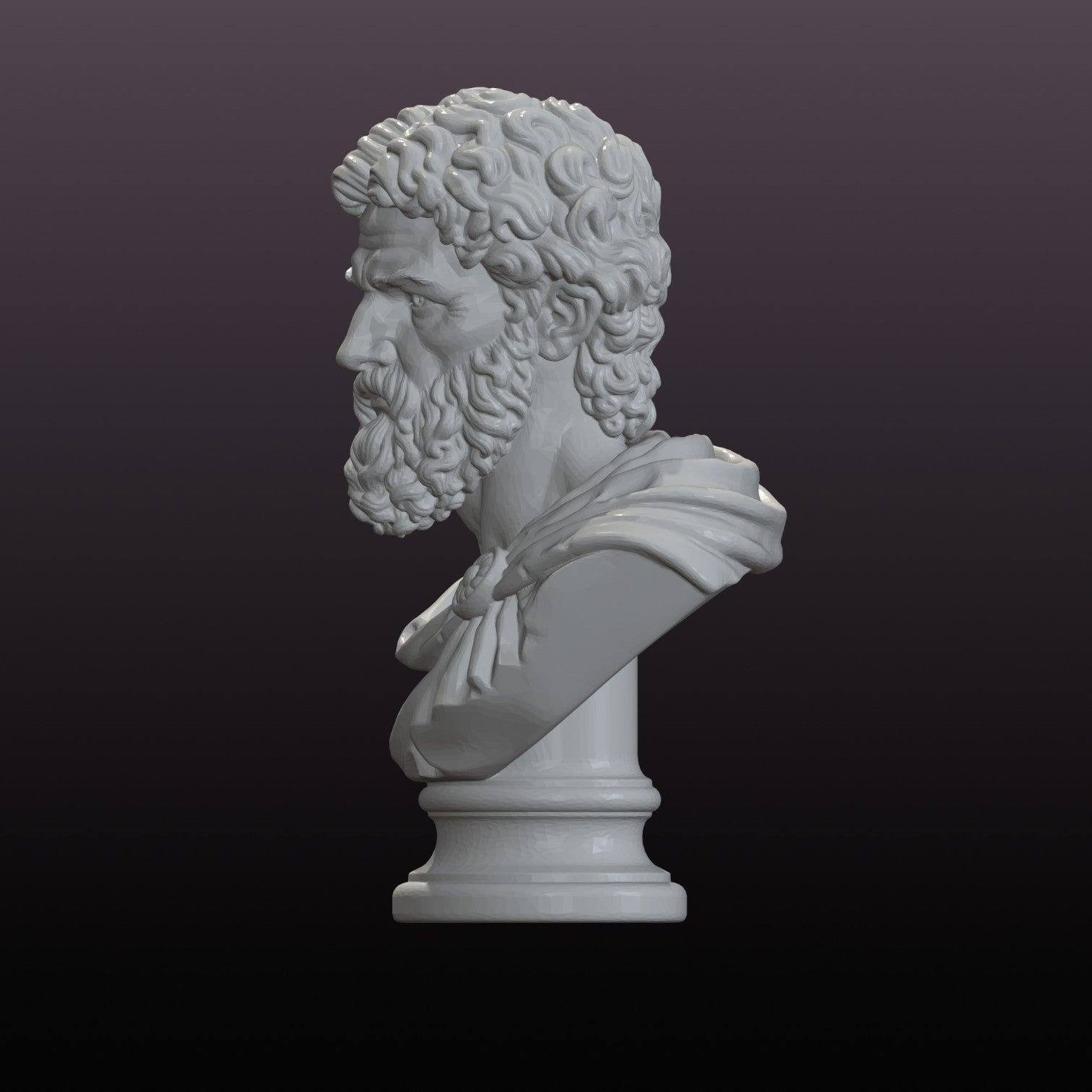 Classical Philosopher Bust STL – Roman Marble Sculpture 3D Print File