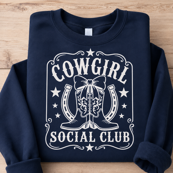 Cowgirl Social Club SVG Cut File | Western Boots Cricut Shirt Design PNG