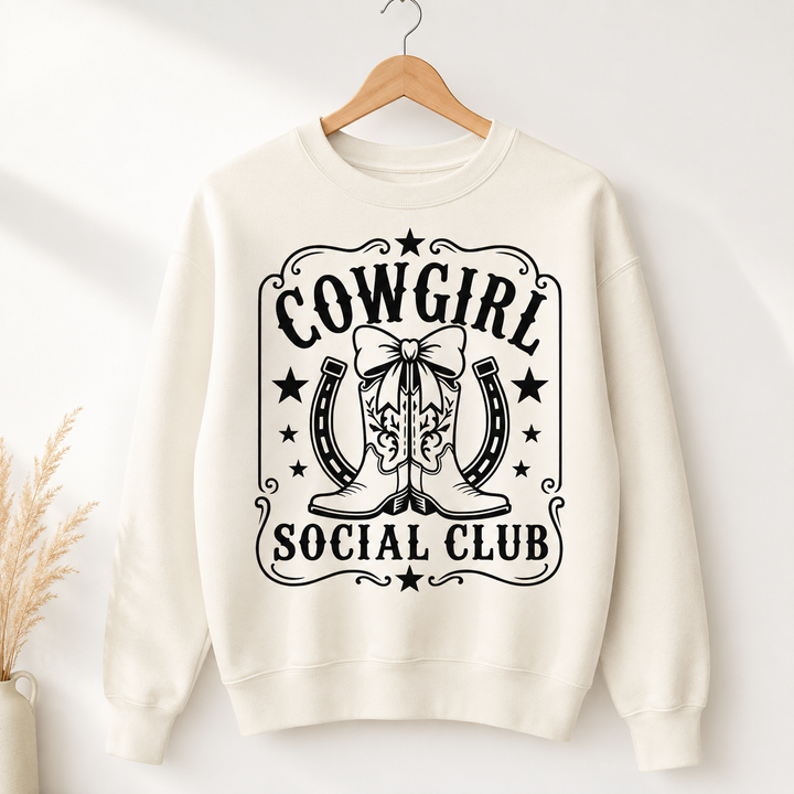 Cowgirl Social Club SVG Cut File | Western Boots Cricut Shirt Design PNG