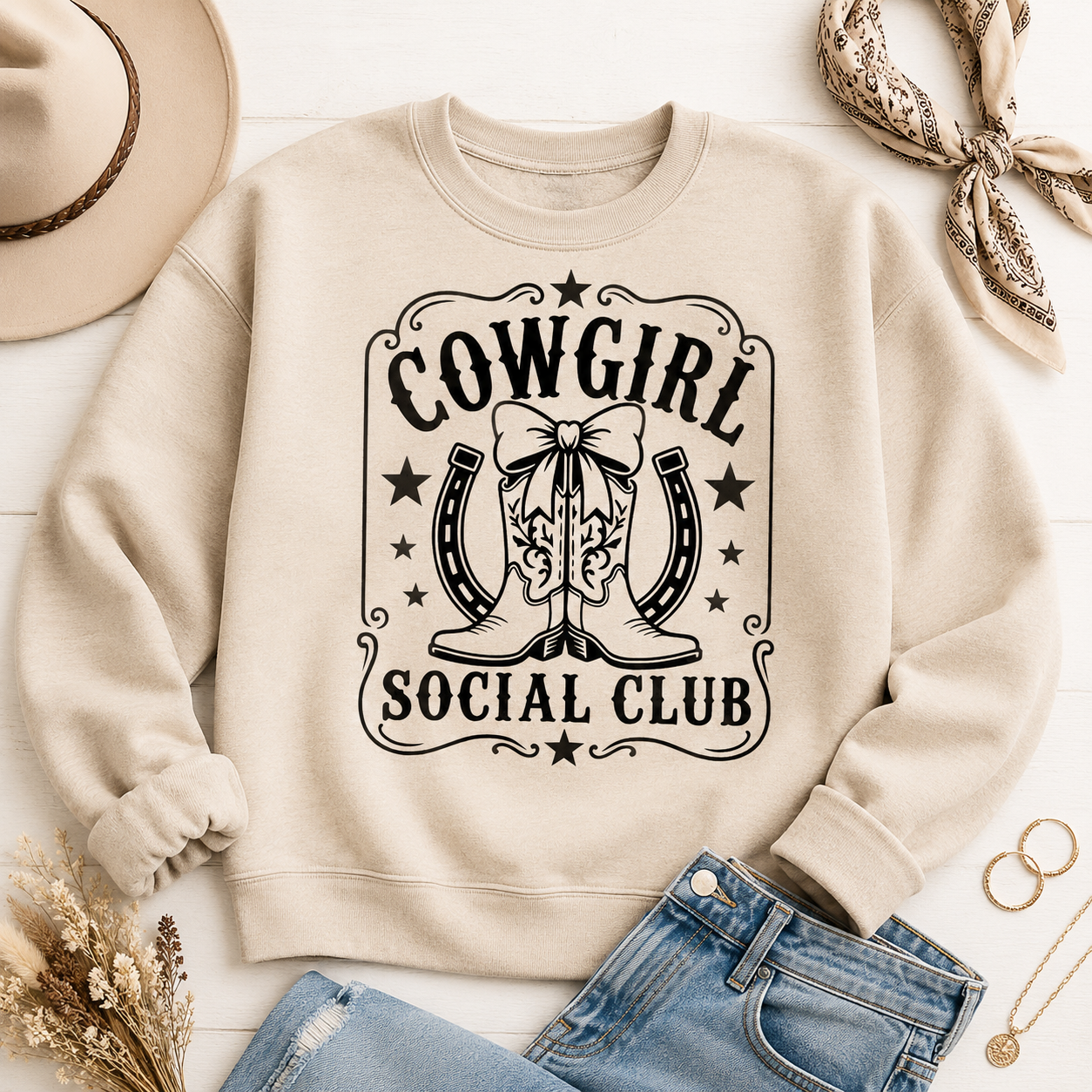 Cowgirl Social Club SVG Cut File | Western Boots Cricut Shirt Design PNG Secondary image