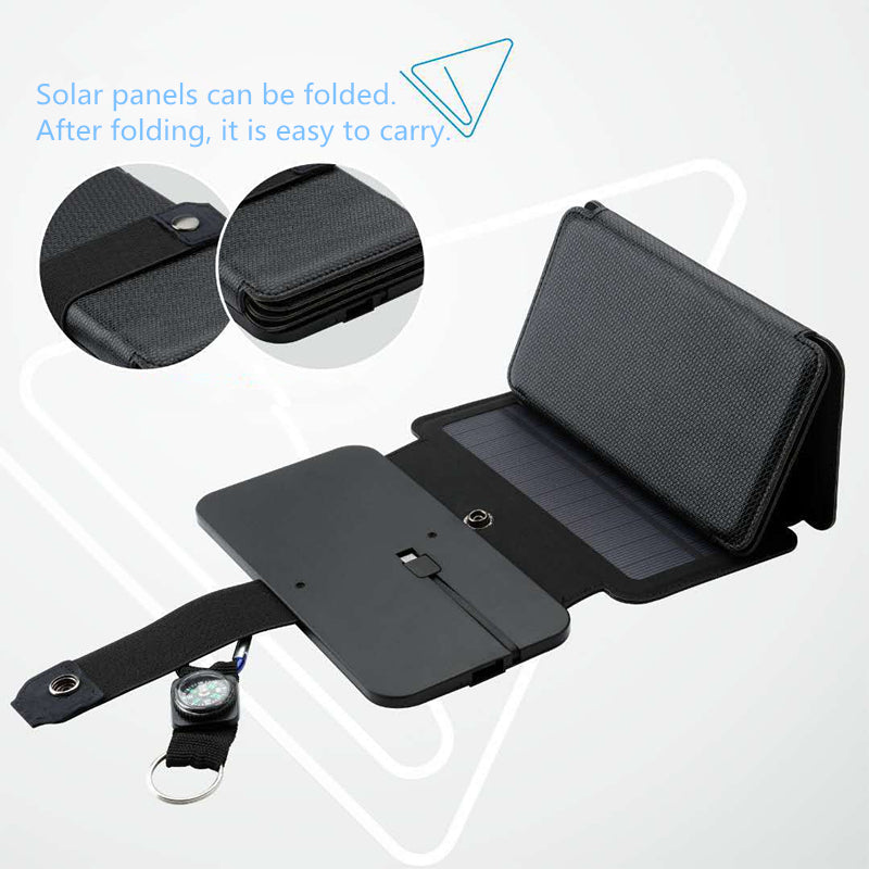 Folding Solar Panel Charger – 5V 2.1A USB Output for Hiking & Camping