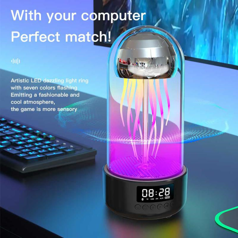 3-in-1 Jellyfish Lamp Clock + Bluetooth Speaker | Colorful Ambient Light