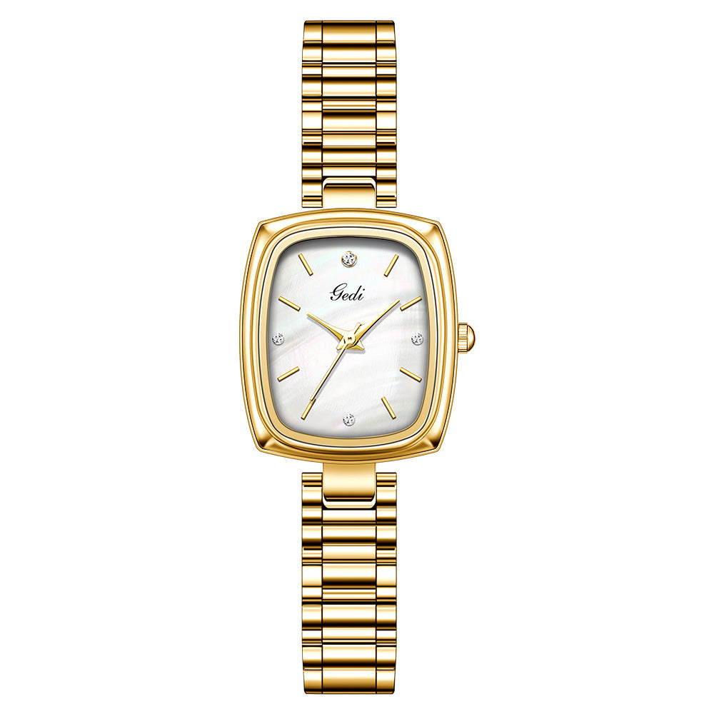 Niche Small Gold Dress Watch – Women's Rectangular Vintage Quartz