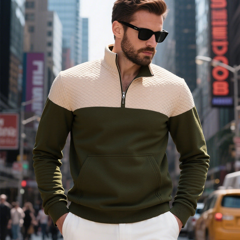 Men’s Fleece-Lined Zip Sweater | Loose Fit, Multicolor Secundaire afbeelding