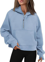 Women’s Zip-Up Hoodie Sweatshirt with Pockets – Loose Fit Sports Pullover