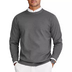 Men’s Round-Neck Long-Sleeve Knit Sweater | Casual Lightweight Pullover
