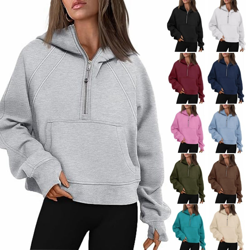 Women’s Zip-Up Hoodie Sweatshirt with Pockets – Loose Fit Sports Pullover Hoofdafbeelding