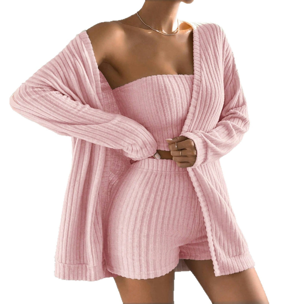 Women’s Brushed Striped 3-Piece Pajama Set | Cozy Lounge & Sleepwear