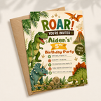 Roar Dinosaur Birthday Invitation Canva Template | Editable Kids Dino Party Invite