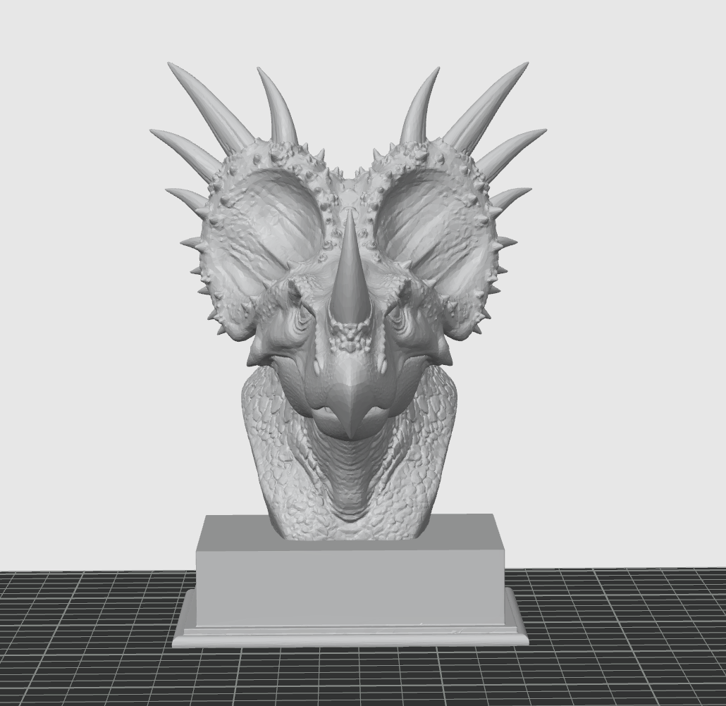 Triceratops Bust STL – Detailed Dinosaur Sculpture for 3D Printing - Display & Collector Model