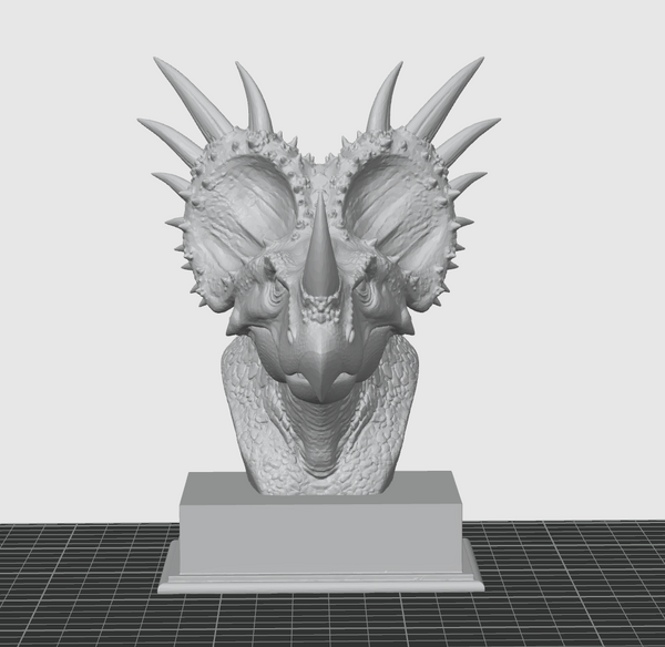 Triceratops Bust STL – Detailed Dinosaur Sculpture for 3D Printing - Display & Collector Model