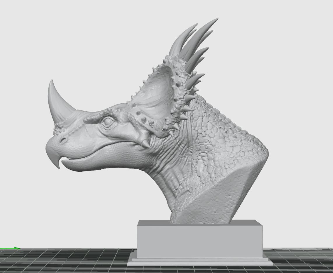 Triceratops Bust STL – Detailed Dinosaur Sculpture for 3D Printing - Display & Collector Model