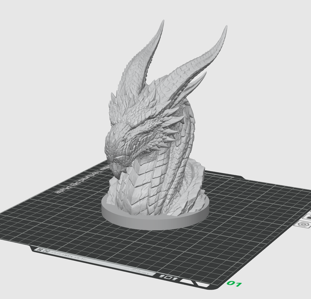 Dragon Bust STL File for 3D Printing Fantasy Dragon Sculpture Decor