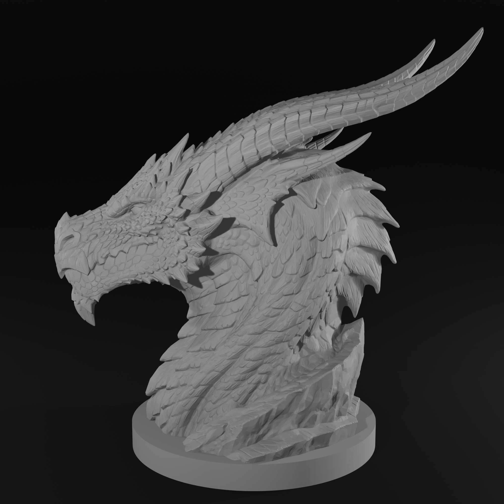 Dragon Bust STL File for 3D Printing Fantasy Dragon Sculpture Decor