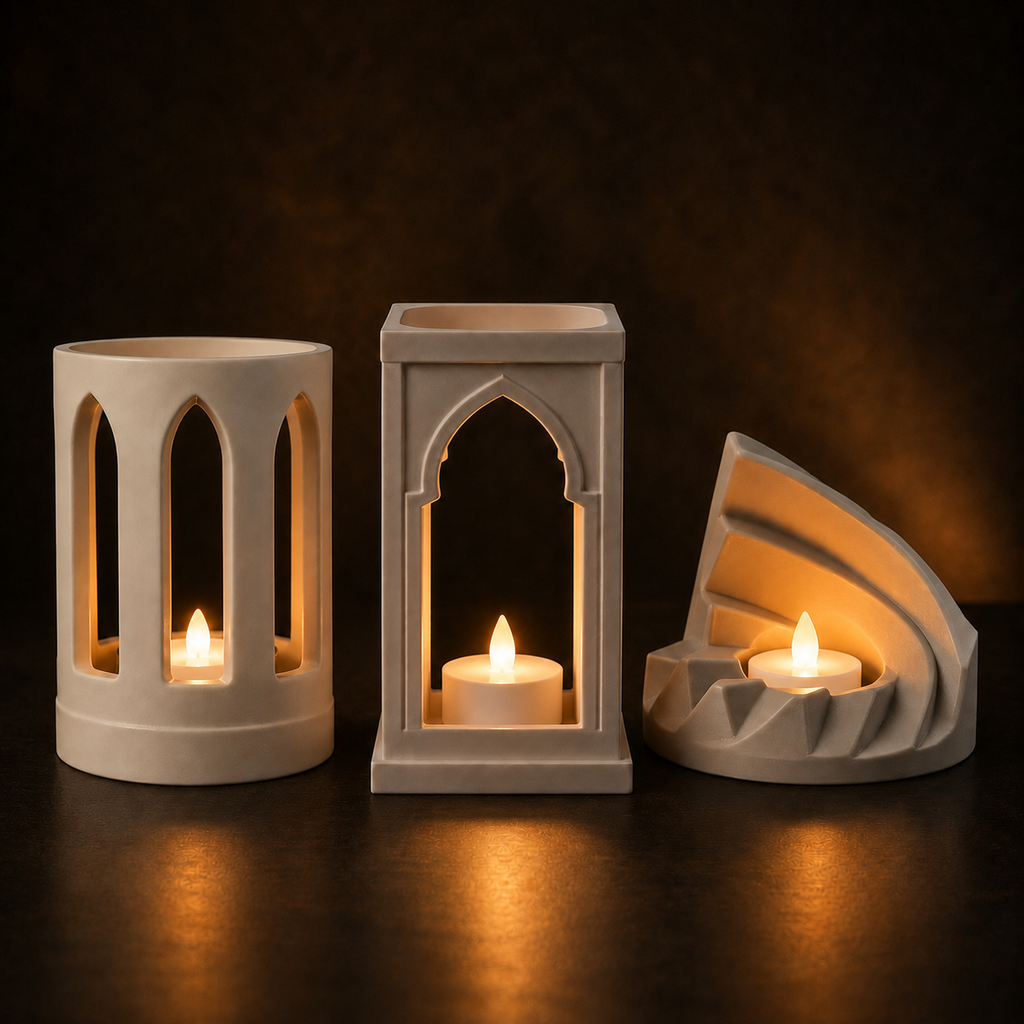 3 Piece LED Tealight Holder STL Bundle | Gothic Candle Holder 3D Print Files