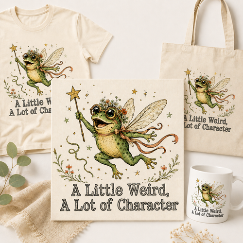 Funny Frog Fairy PNG File | Weird Character Shirt Design | Cottagecore Frog Sublimation