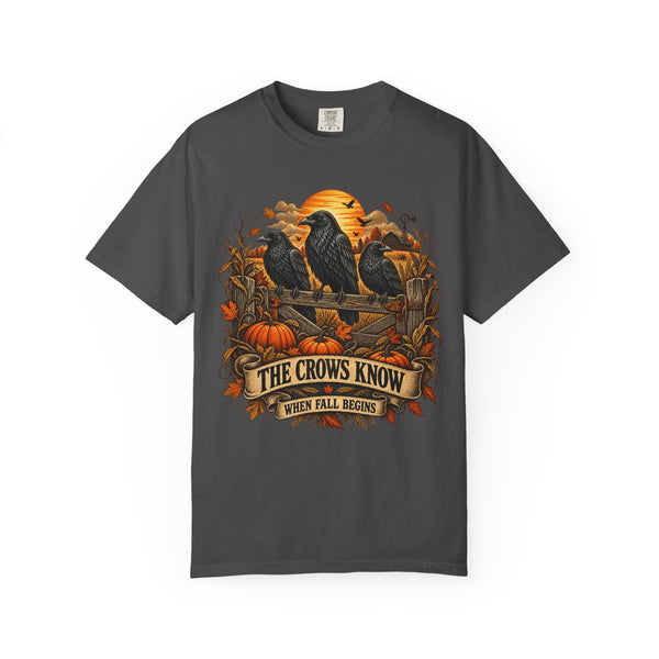 The Crows Know When Fall Begins PNG – Vintage Autumn Raven Shirt Design