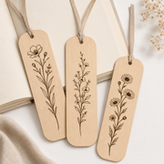 Botanical Flower Bookmark SVG Bundle | Laser Cut Wooden Bookmark Files