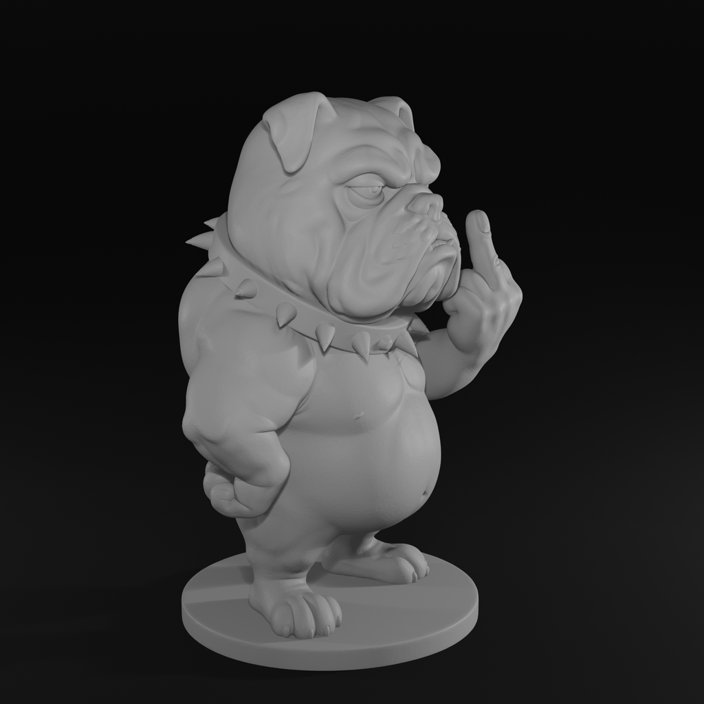 Funny Bulldog Middle Finger STL File – Angry Bulldog Statue for 3D Printing