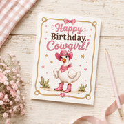 Cowgirl Goose Birthday Card Printable | 5x7 Greeting Card Digital Download
