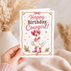 Cowgirl Goose Birthday Card Printable | 5x7 Greeting Card Digital Download