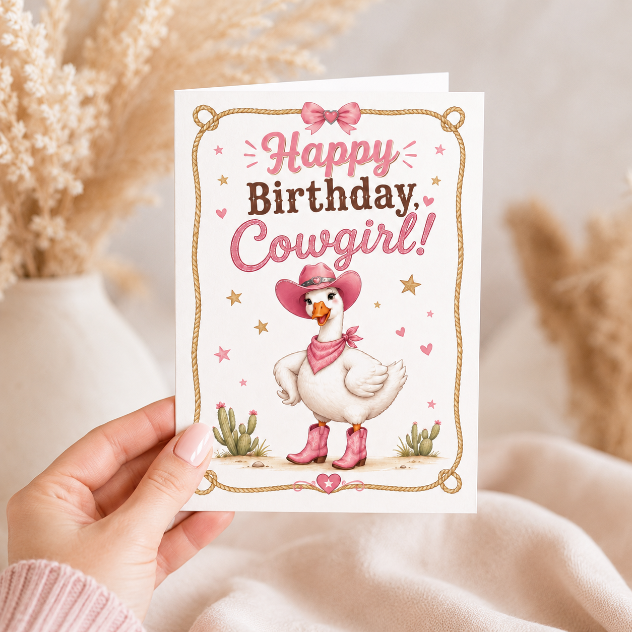 Cowgirl Goose Birthday Card Printable | 5x7 Greeting Card Digital Download
