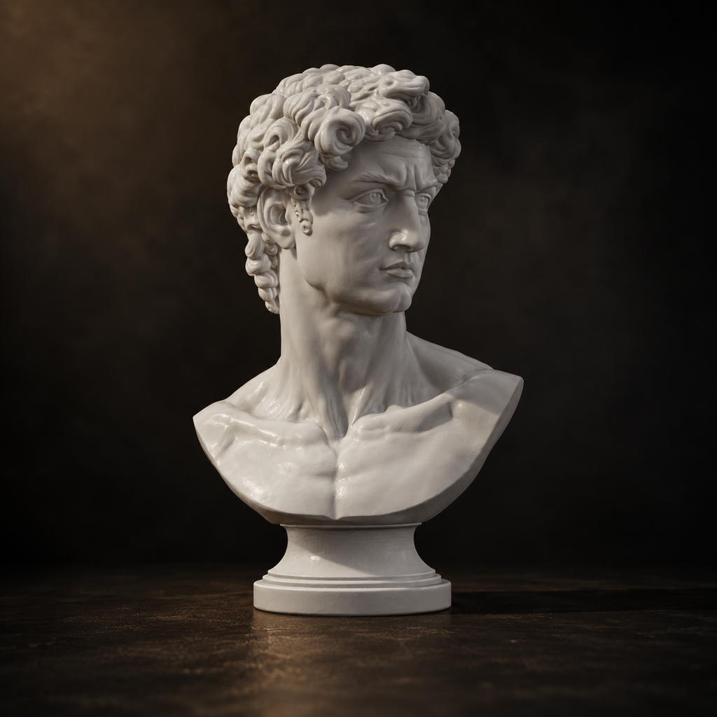 David Bust STL File Classical Sculpture Statue 3D Print Model Decor