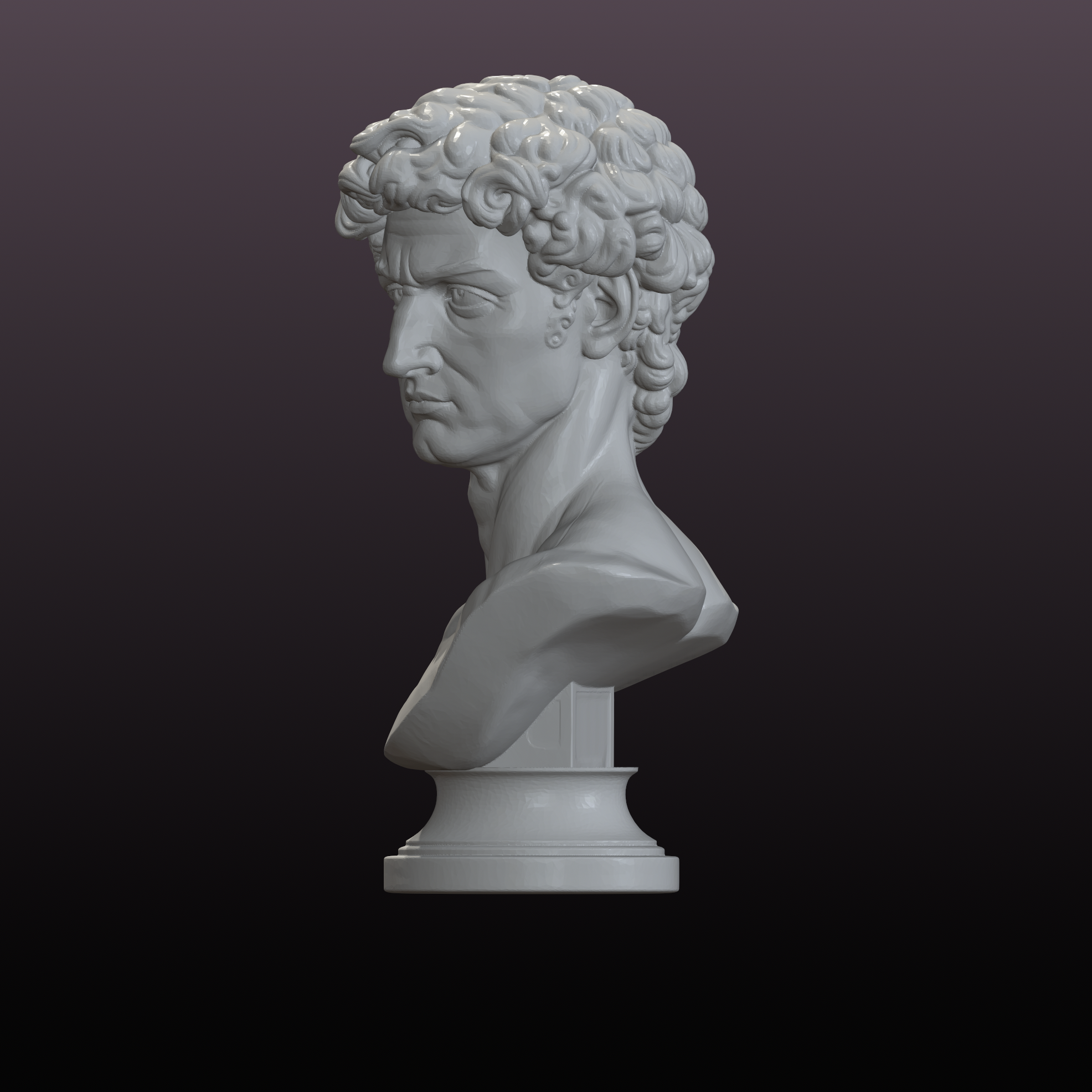 David Bust STL File Classical Sculpture Statue 3D Print Model Decor