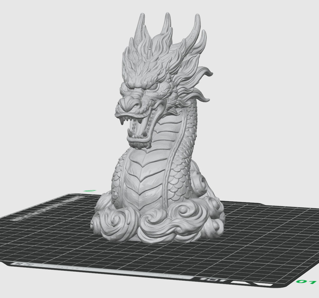 Japanese Dragon Bust STL File – Oriental Dragon Sculpture for 3D Printing
