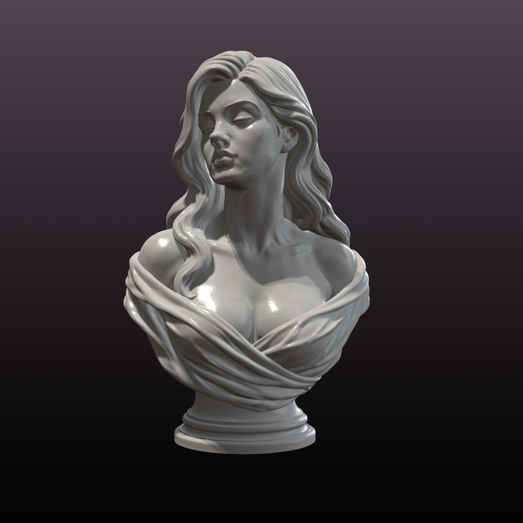 Elegant Woman Bust STL Classical Female Sculpture 3D Print File