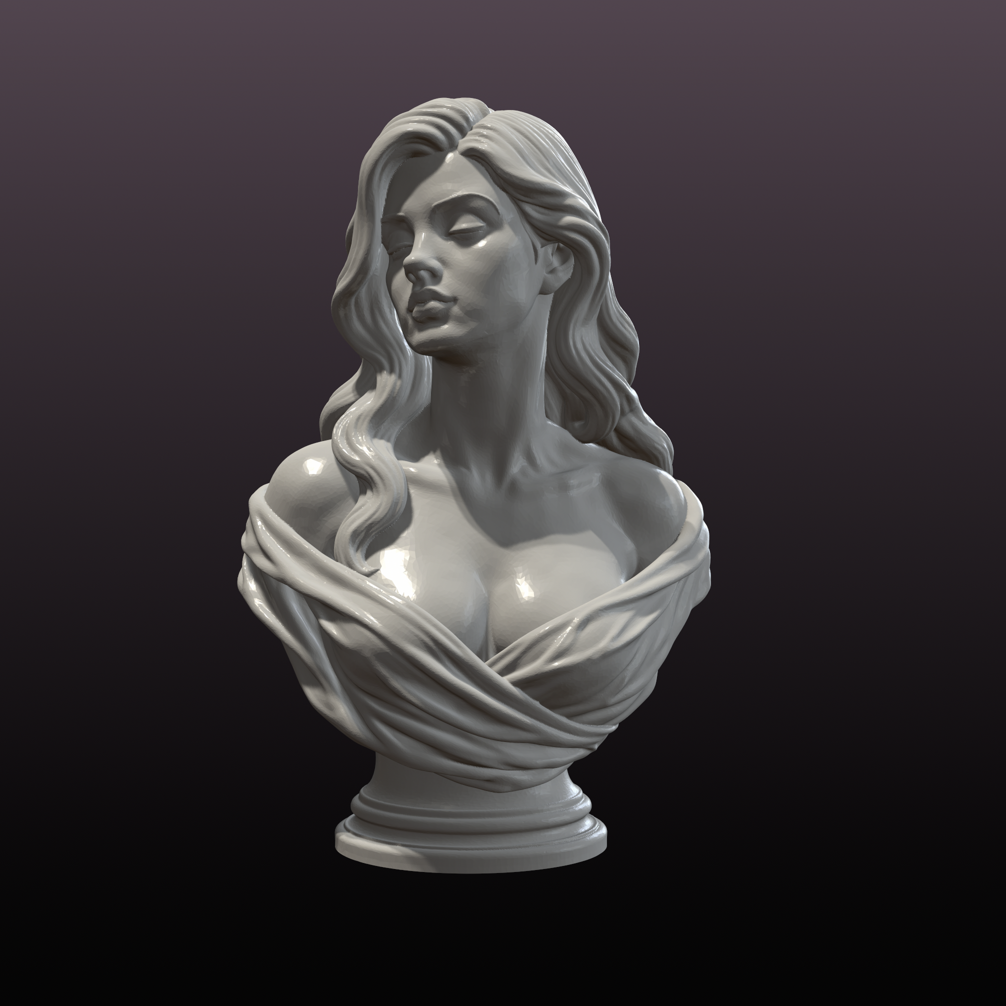 Elegant Woman Bust STL Classical Female Sculpture 3D Print File