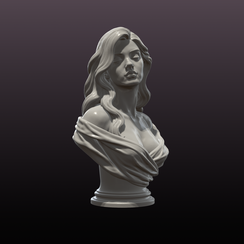 Elegant Woman Bust STL Classical Female Sculpture 3D Print File